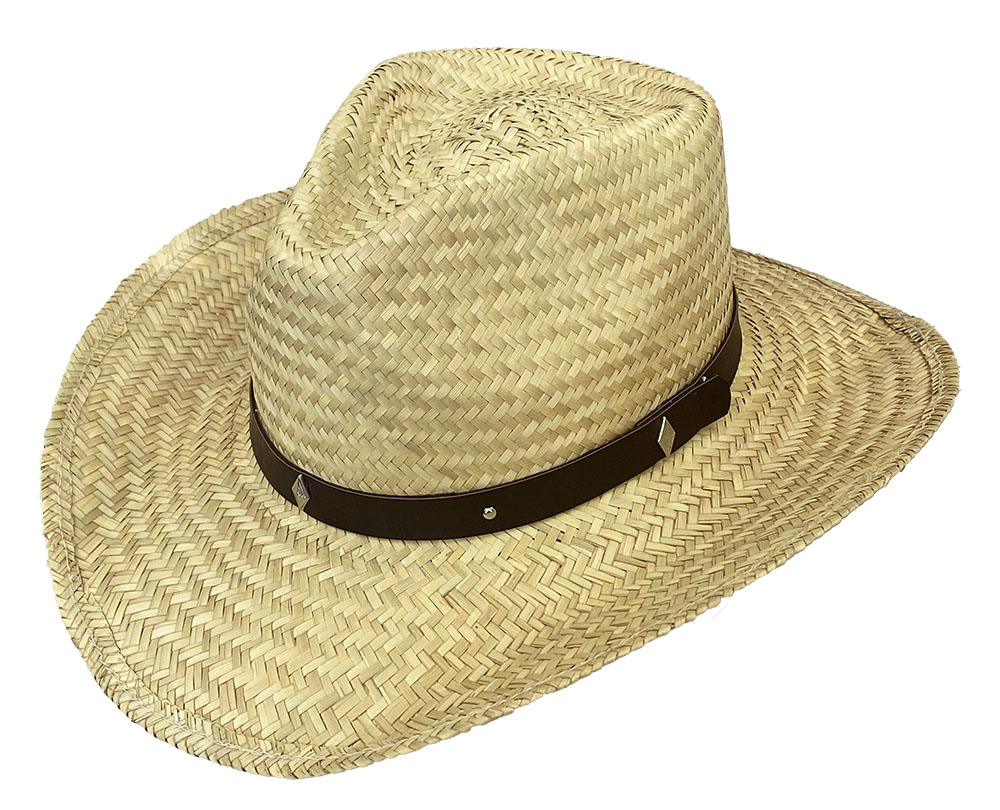 Trail Blazer Kids Woven Palm Western, Stud Detail Band - Summer Hats